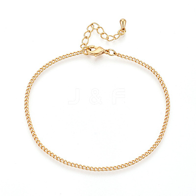 Brass Curb Chain Bracelets for Women BJEW-N032-08D-G-1
