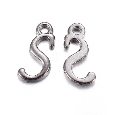 Gunmetal Plated Alloy Letter Pendants LS-PALLOY-J718-01B-S-1