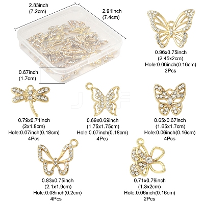 20Pcs 6 Styles Alloy with Rhinestone Pendant FIND-FS0004-28-1