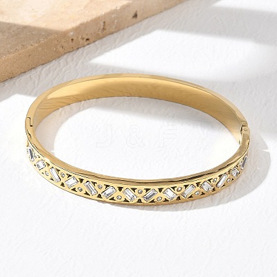 304 Stainless Steel & Rhinestone Hinged Bangles for Women BJEW-Z178-03G-1