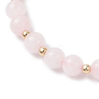 Natural Rose Quartz Beaded Braided Bead Bracelets for Women BJEW-JB12528-02-1