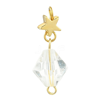 5Pcs Glass & Acrylic & Brass Pendants PALLOY-JF03069-1