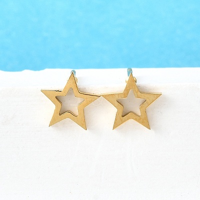 304 Stainless Steel Tiny Hollow Out Star Stud Earrings for Women STAS-A065-01G-1