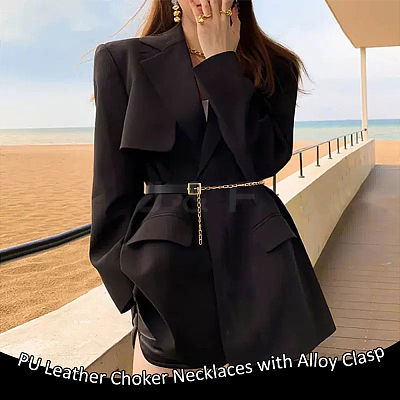 PU Leather Choker Necklaces with Alloy Clasp AJEW-WH0348-131A-1