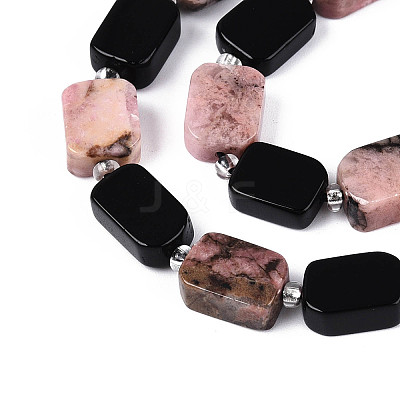 Natural Obsidian & Rhodonite Beads Strands G-N358-02A-04-1