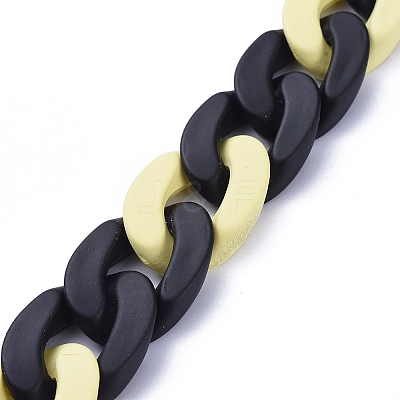 Handmade Opaque Spray Painted Acrylic Curb Chains AJEW-JB00617-1