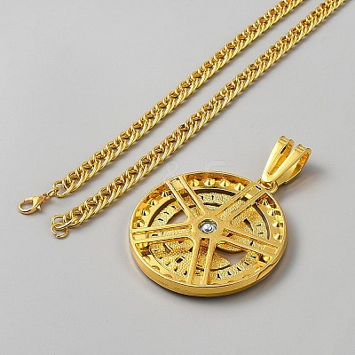 Alloy Rotatable Dollar Sign Pendant Cuban Link Chain Necklaces NJEW-WH0020-67A-1