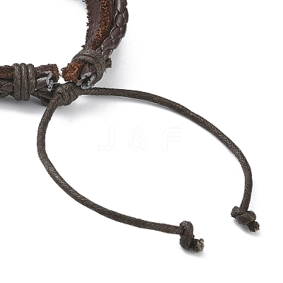 PU Leather & Waxed Cords Triple Layer Multi-strand Bracelets BJEW-G709-02A-1
