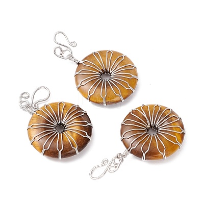 Natural Tiger Eye Big Pendants G-P459-01P-H-1
