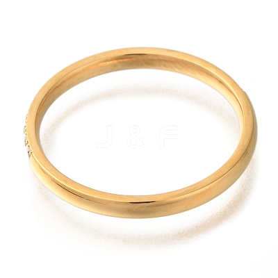 Ion Plating(IP) 304 Stainless Steel Micro Pave Clear Cubic Zirconia Finger Rings RJEW-B066-06G-1