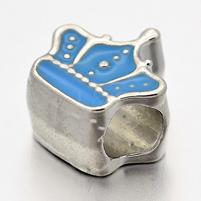 Alloy Enamel Crown Large Hole European Beads MPDL-M028-02-1