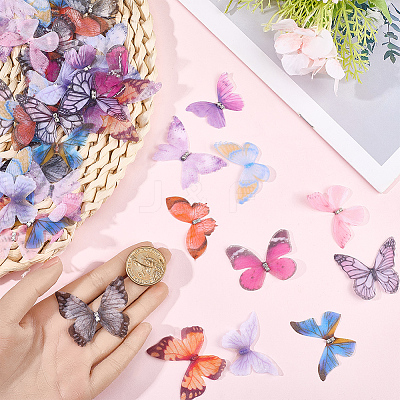 60Pcs 12 Styles 3D Gauze Butterfly Ornament Accessories FIND-SP0020-64A-1