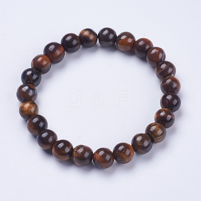 Natural Tiger Eye Beaded Stretch Bracelets BJEW-I253-8mm-27-1