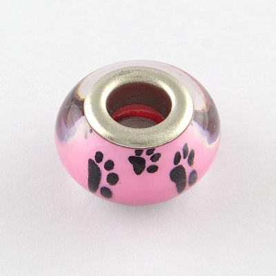 Large Hole Dog Paw Prints Pattern Resin European Beads OPDL-Q129-226A-1