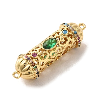 Brass Pave Colorful Cubic Zirconia Connector Charmss KK-M278-03G-1