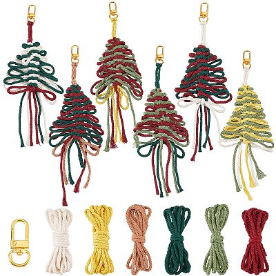 DIY Handmade Woven Cotton Christmas Tree Keychain Making Kits DIY-SC0028-13B-1
