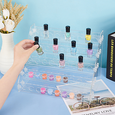 5-Tier 45-Hole Acrylic Lipstick Display Stands ODIS-WH0030-34-1