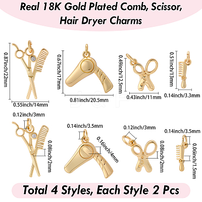 8Pcs 4 Styles Brass Pendants KK-BBC0023-02A-1