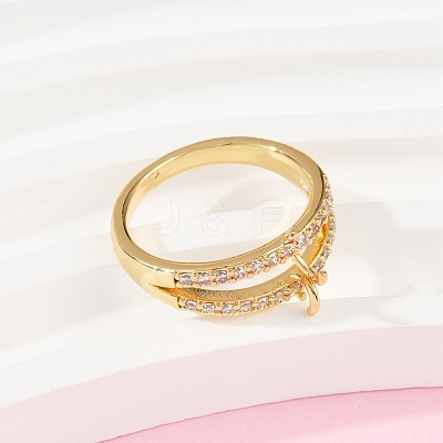 Brass Micro Pave Cubic Zirconia Finger Rings for Women RJEW-F182-02G-1