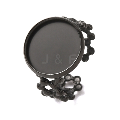 Hollow Flower 304 Stainless Steel Cuff Ring Components STAS-P454-03D-B-1