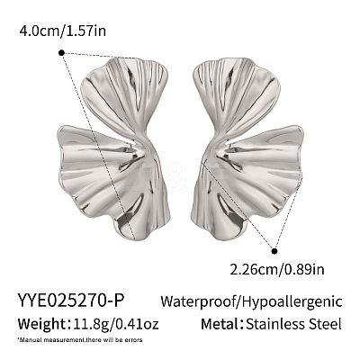 304 Stainless Steel Leaf Stud Earrings ND8551-2-1