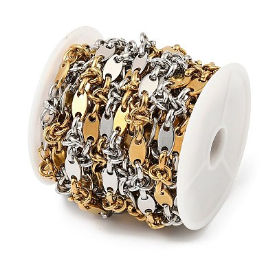 304 Stainless Steel Two Tone Oval with knot Link Chains CHS-F022-03GP-1