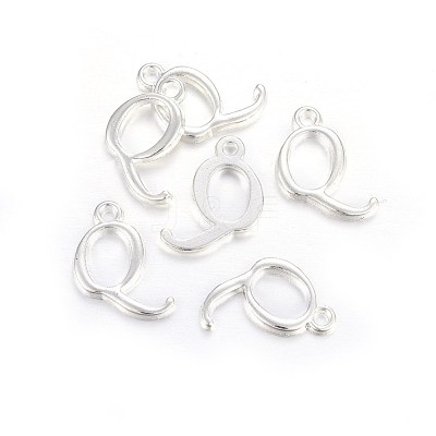 Silver Color Plated Alloy Letter Pendants X-PALLOY-J718-01S-Q-1