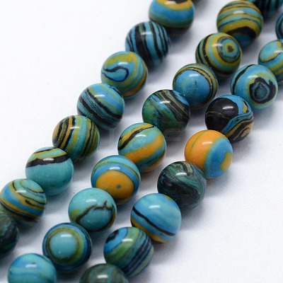 Synthetic Malachite Beads Strands G-I199-32-6mm-E-1