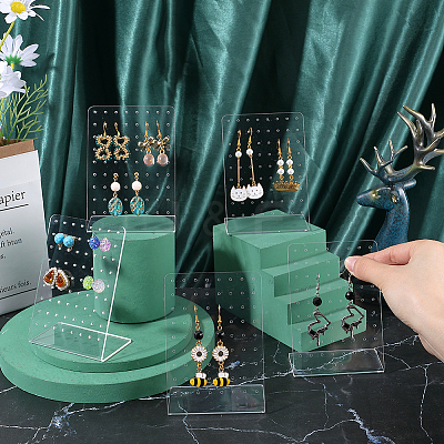 6Pcs Organic Glass Slant Back Jewelry Display Stands ODIS-CP0001-05-1