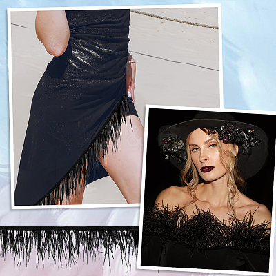 2 Yards Fashion Ostrich Feather Cloth Strand Costume Accessories FIND-GA0003-68B-1