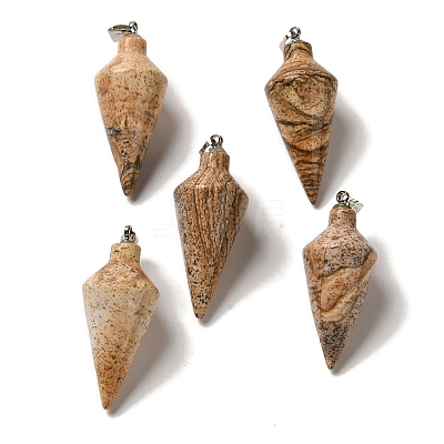 Natural Picture Jasper Pendants G-Z055-02P-18-1