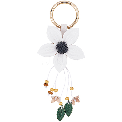 Leather and Alloy Keychain HJEW-WH20022-04A-01-1