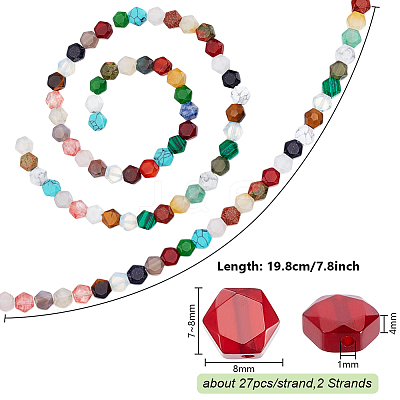 2 Strands Mixed Stone Beads Strands G-PH0002-90-1