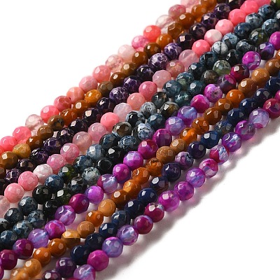 Natural Fire Crackle Agate Beads Strands G-G588-4mm-M-1