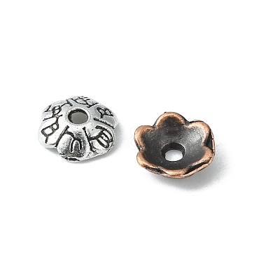 200Pcs 4 Colors 6-Petal Tibetan Style Alloy Flower Bead Caps TIBE-FS0001-03-1