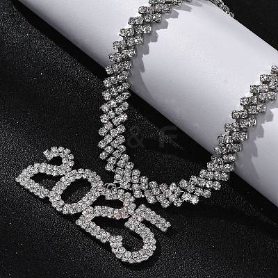 Brass Full Crystal Rhinestone 2025 Pendant Necklaces for Women NJEW-Q005-01P-1