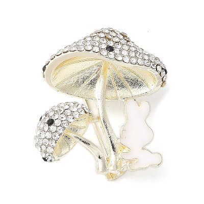 Mushroom & Rabbit Alloy Rhinestone Brooches for Backpack Clothes JEWB-F038-05LG-1
