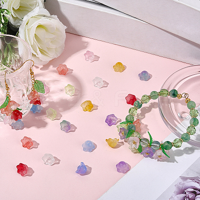 150Pcs 10 Colors Transparent Two Tone Spray Painted Glass Beads GLAA-LT0001-04E-1