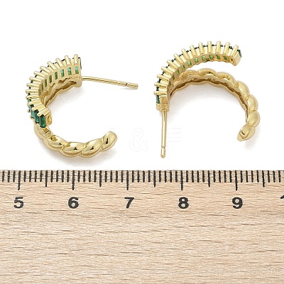Twist Brass Micro Pave Cubic Zirconia Stud Earrings EJEW-M082-16G-01-1