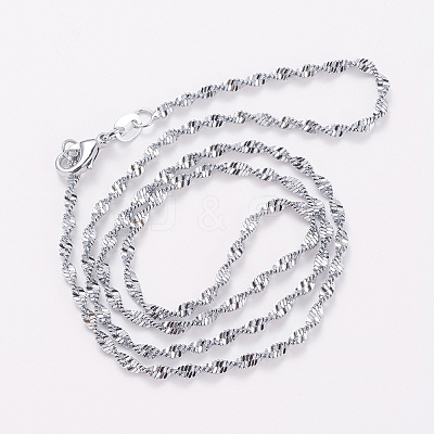 Non-Tarnish 201 Stainless Steel Singapore Chain Necklaces NJEW-D117-01P-1