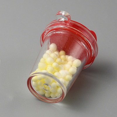 Transparent Resin Cat Ear Bottle Pendants RESI-WH0021-65C-1