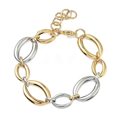 304 Stainless Steel Oval Link Chain Bracelets for Women BJEW-D456-05GP-02-1