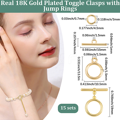 15 Sets Brass Toggle Clasps KK-BBC0021-12-1