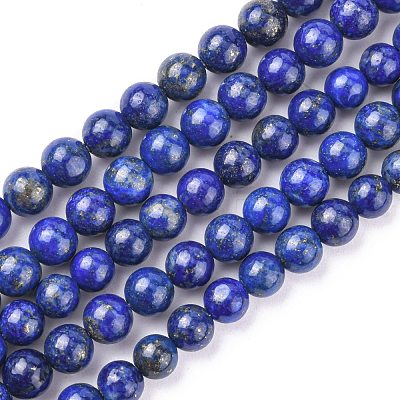 Natural Lapis Lazuli Beads Strands G-G099-6mm-7-1