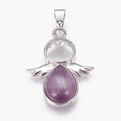Natural Amethyst Pendants G-G651-A11-1