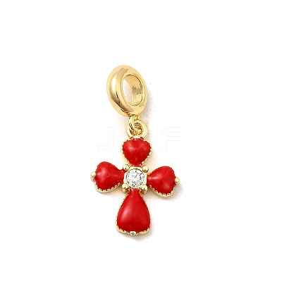 Brass Micro Pave Clear Cubic Zirconia European Dangle Charms KK-C113-13B-G-1