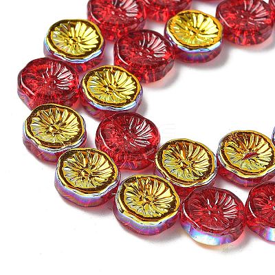 Half Electroplate Baking Paint Glass Beads Strands EGLA-K061-11A-AB02-1