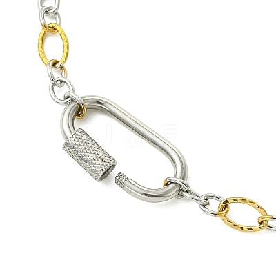 5MM Two Tone 304 Stainless Steel Textured Figaro Chain Necklaces NJEW-JN06466-01-1
