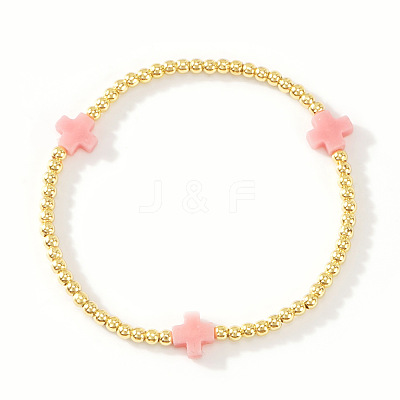 Brass Round Beaded Stretch Bracelets ZM9543-5-1
