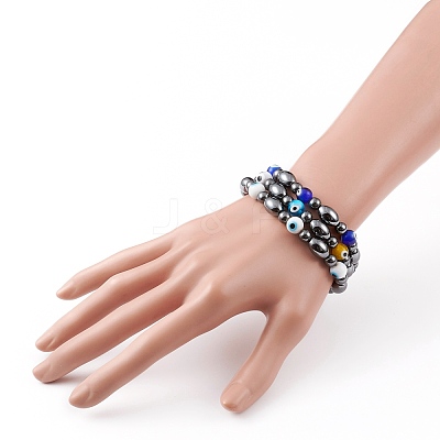 Non-Magnetic Synthetic Hematite Beads Stretch Bracelets BJEW-JB05895-1